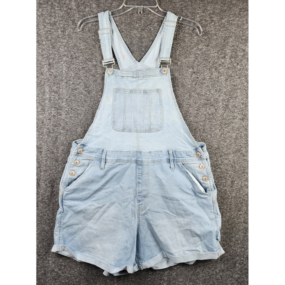 Rue21 Overall Shorts Womens 18 Carpenter Light Blue Denim EUC